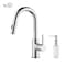 Kibi Circular Single Handle Pull Down Kitchen & Bar Sink Faucet with Soap Dispenser C-KKF2011CH-KSD100CH - alternate 1